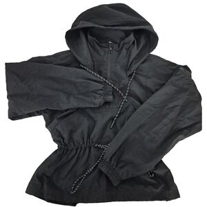 Calia Hooded Windbreaker Womens M Black 1/2 Zip Pullover Water Repellent NEW